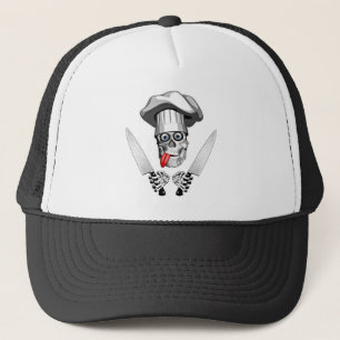 Chef Skull with Chef Knives Trucker Hat