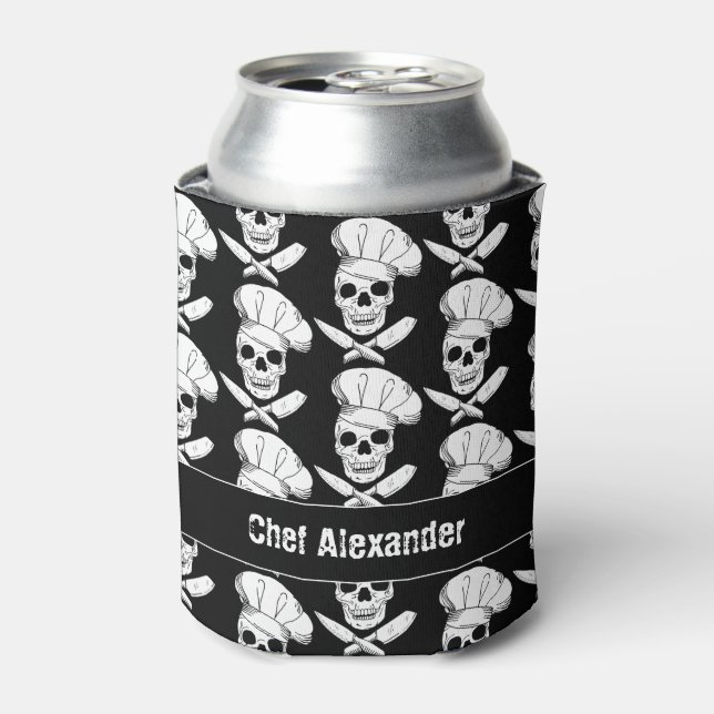 Chef Skulls with Crossed Knives Cook Can Cooler (Can Front)