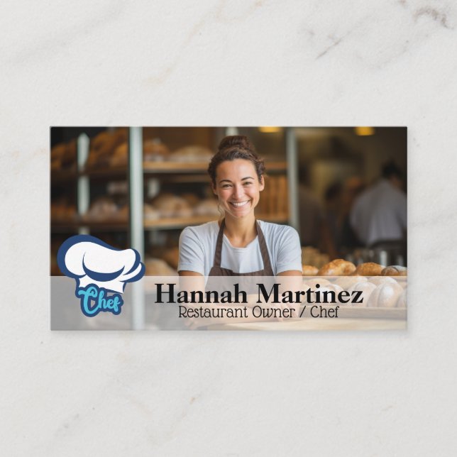 Chef Smiling | Bakery Shop Business Card (Front)