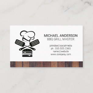 Chef Spatula Burger Logo   Wood Business Card