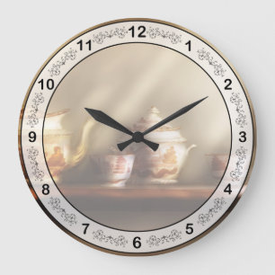 Chef - Tea - My Grandmother's Chinese Tea Set Large Clock