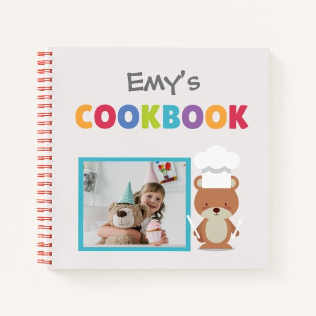 Chef Teddy Bear Personalized Kids Recipe Book (Front)
