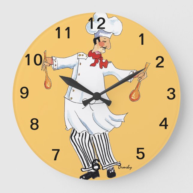 Chef Tossing Wall Clock (Front)