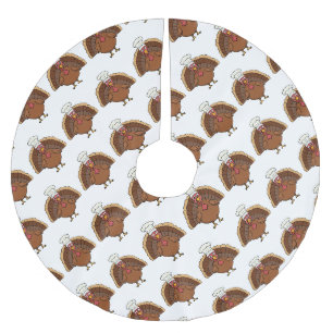 Chef Turkey Cartoon Thanksgiving Brushed Polyester Tree Skirt
