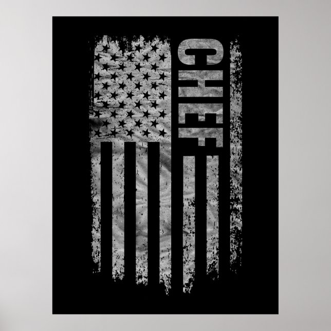 Chef USA Flag Distressed design Poster (Front)