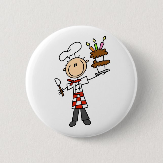 Chef With Birthday Cake 2 Inch Round Button (Front)