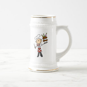 Chef With Birthday Cake Beer Stein