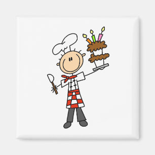 Chef With Birthday Cake Magnet