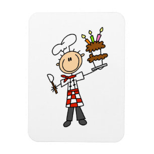 Chef With Birthday Cake Magnet