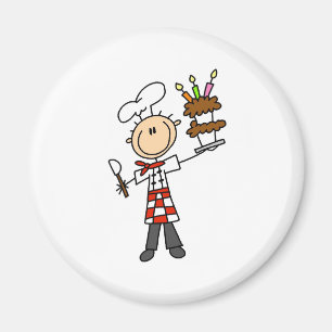Chef with BIrthday Cake Magnets