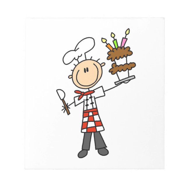 Chef With Birthday Cake Notepad (Front)