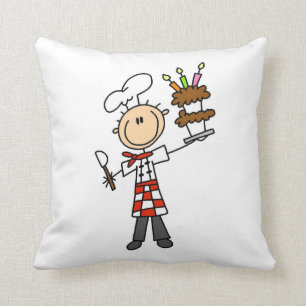 Chef With Birthday Cake Throw Pillow