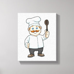 Chef with Chef's hat & Soup spoon Canvas Print
