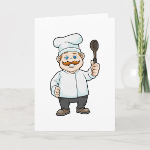 Chef with Chef's hat & Soup spoon Card
