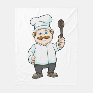 Chef with Chef's hat & Soup spoon Fleece Blanket
