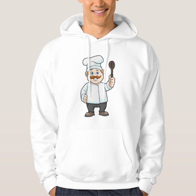 Chef with Chef's hat & Soup spoon Hoodie (Front)