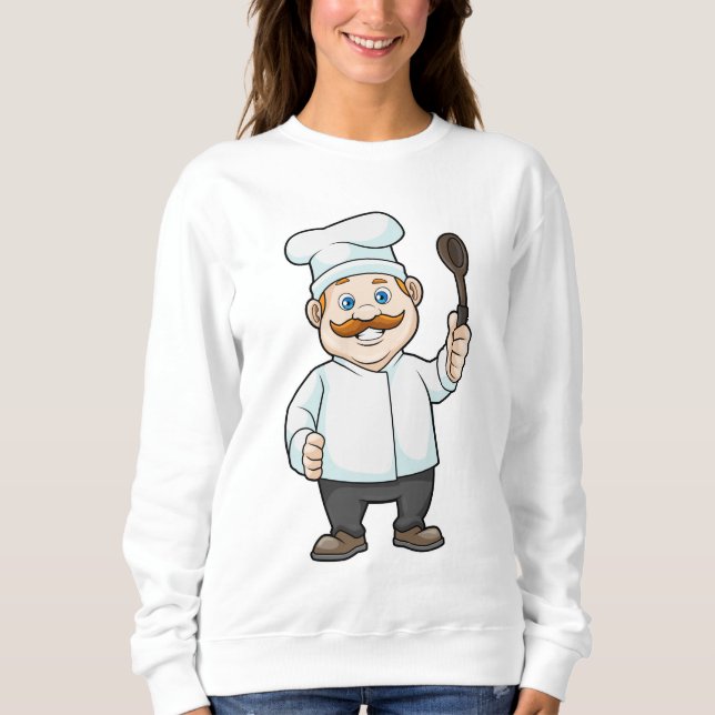 Chef with Chef's hat & Soup spoon Sweatshirt (Front)