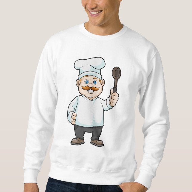 Chef with Chef's hat & Soup spoon Sweatshirt (Front)