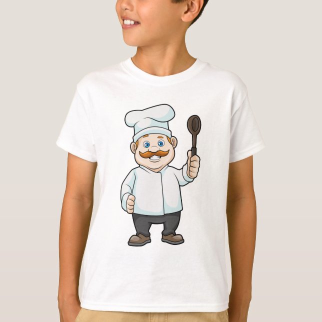 Chef with Chef's hat & Soup spoon T-Shirt (Front)