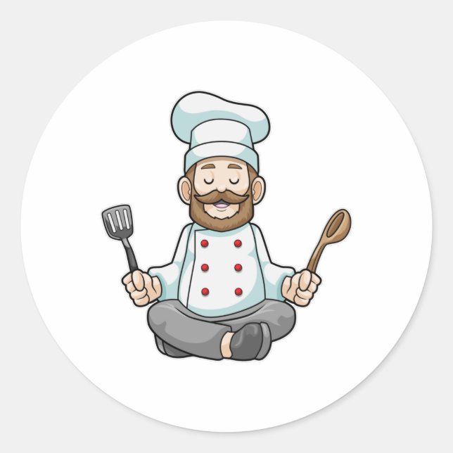 Chef with Cooking apron at Yoga Classic Round Sticker (Front)
