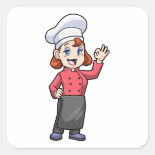 Chef with Cooking apron Square Sticker