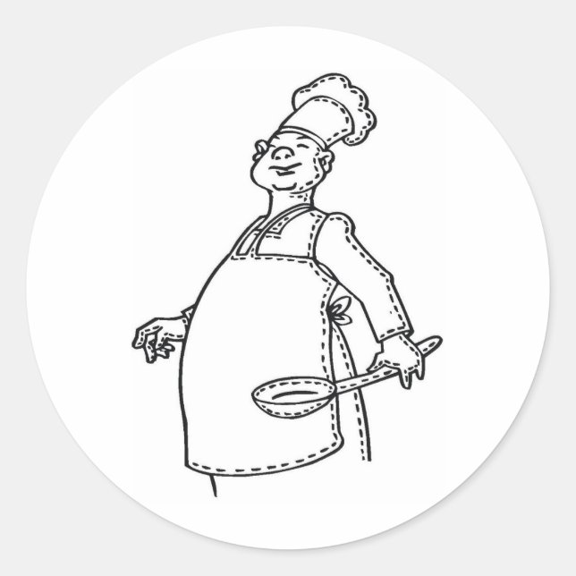 Chef With Ladle Classic Round Sticker (Front)