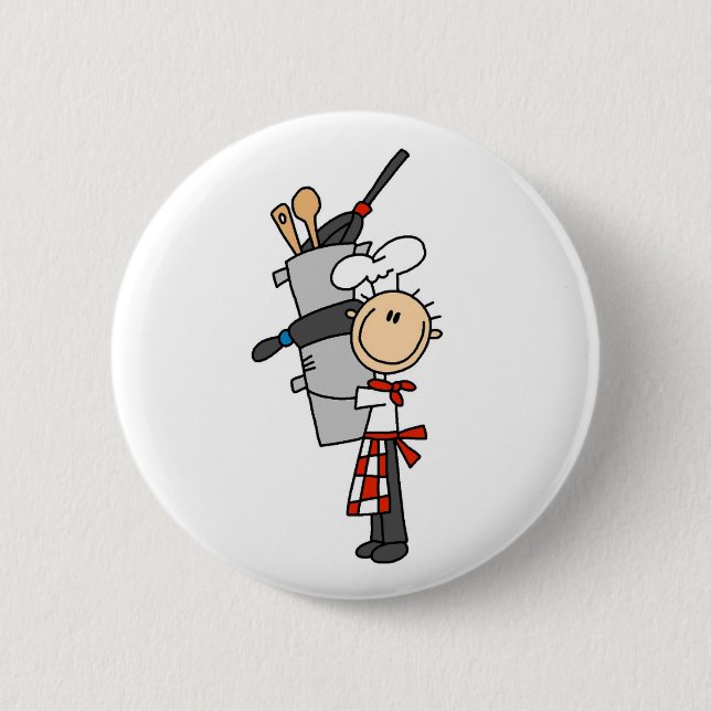 Chef With Pots and Pans 2 Inch Round Button (Front)