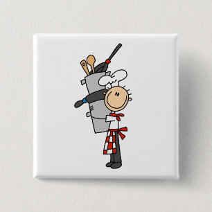 Chef With Pots and Pans 2 Inch Square Button