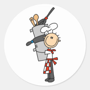 Chef With Pots and Pans Classic Round Sticker
