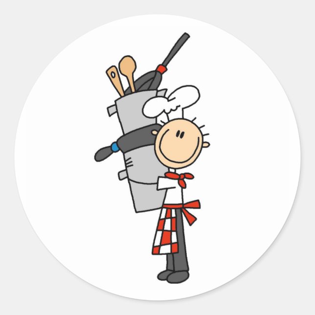 Chef with Pots and Pans Stickers (Front)