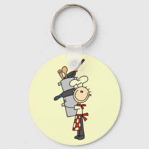 Chef with Pots and Pans Tshirts and Gifts Keychain