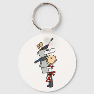 Chef with Pots and Pans Tshirts and Gifts Keychain