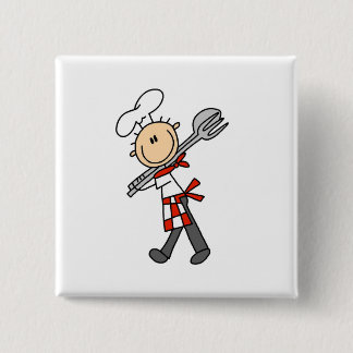Chef with Salad Tongs Buttons