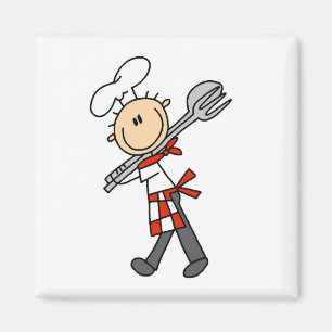 Chef With Salad Tongs Magnet