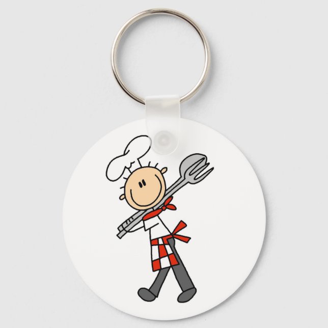 Chef with Salad Tongs Tshirts and Gifts Keychain (Front)