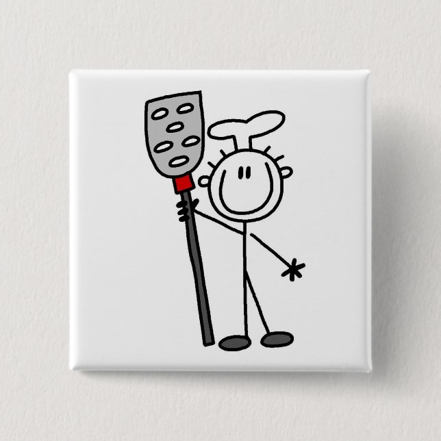 Chef With Spatula 2 Inch Square Button (Front)