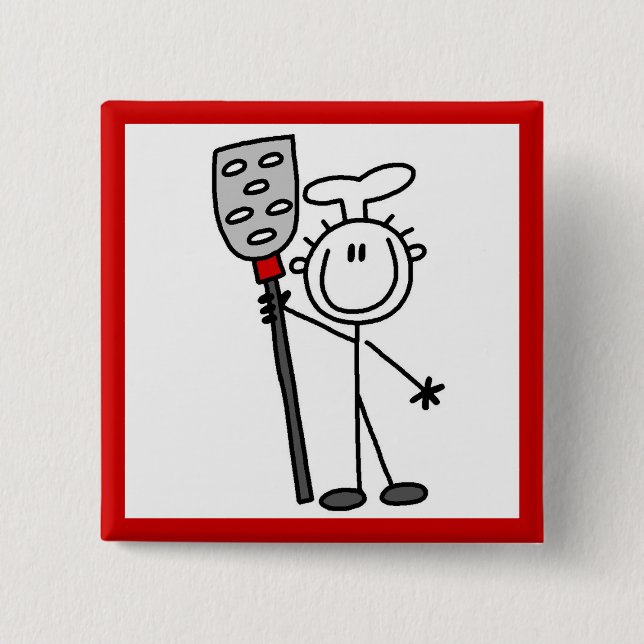 Chef With Spatula 2 Inch Square Button (Front)