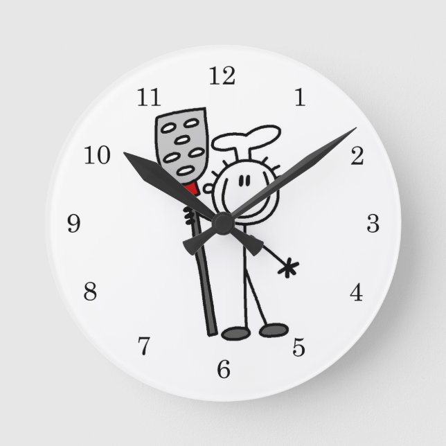 Chef With Spatula Round Clock (Front)
