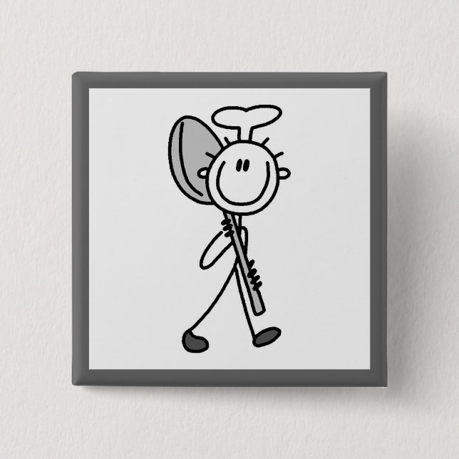 Chef With Spoon 2 Inch Square Button (Front)