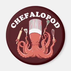 Chefalopod   Octopus Chef Funny Pun Magnet