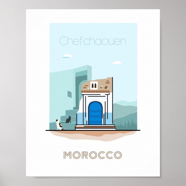 Chefchaouen affiche de voyage ville - Maroc voyage (Devant)