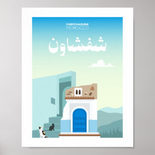 Chefchaouen City Morocco Illustration Poster