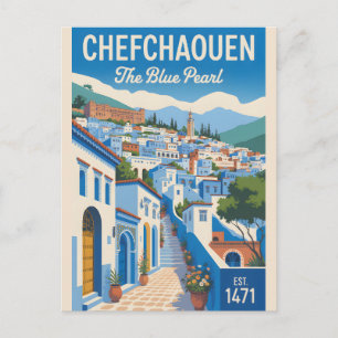 Chefchaouen Morocco Retro Travel Poster Art Postcard