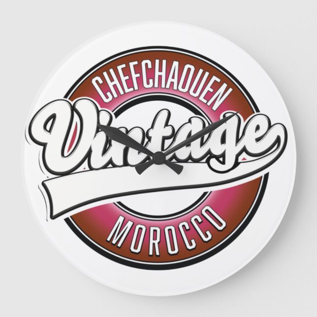 chefchaouen morocco vintage logo large clock (Front)