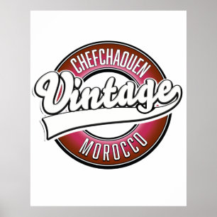 chefchaouen morocco vintage logo poster