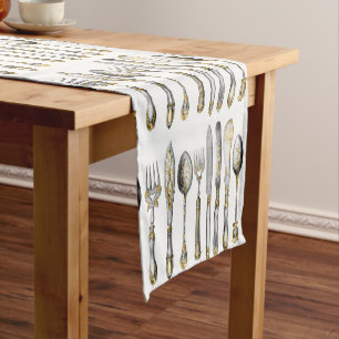 chefs catering cutlery business short table runner