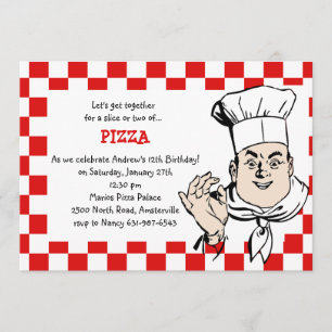 Chef's Check Birthday Party Invitation