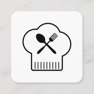 Chefs Hat Silverware Square Business Card