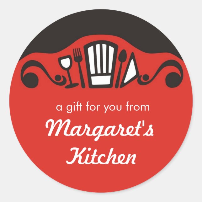 Chef's hat utensils wine gift tag kitchen stickers (Front)
