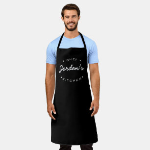 Chef's kitchen custom name modern typography apron